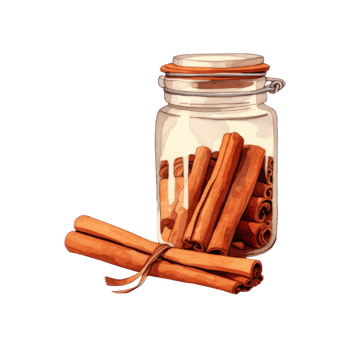 Watercolor Painting of Cinnamon Sticks in a Glass Jar png