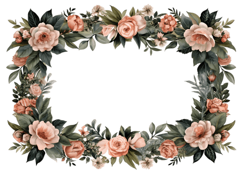 Vintage floral border design png