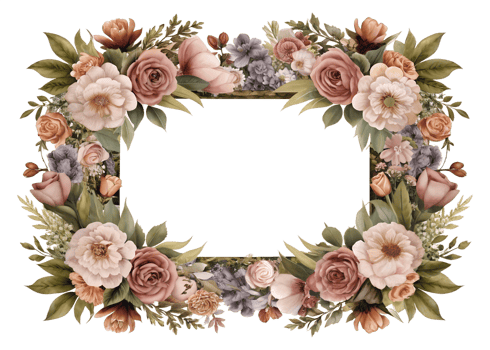 A floral frame with vintage watercolor vibe png