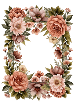 Floral frame transparent for card design png