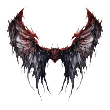 Crimson and Grey Demon Wings, Intricate Design, Dark Fantasy Art png