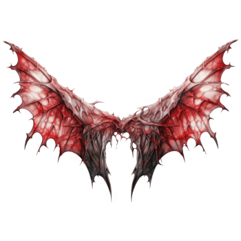 Ghastly, Crimson Dragon Wings with Intricate, Veined Structure png