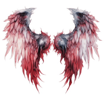Crimson and Gray Avian Wings, Digitally Rendered, Feathered Detail png