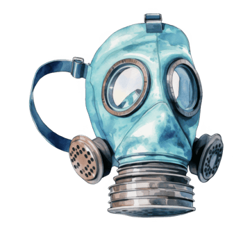 Watercolor Painting of a Vintage Light Blue Gas Mask png