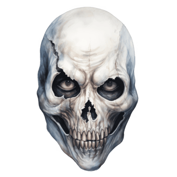 A Realistic Watercolor Painting of a Skull Mask with Glaring Eyes png