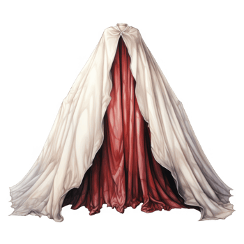 A white cloak concealing a crimson undergarment, a study in contrasting fabrics. png