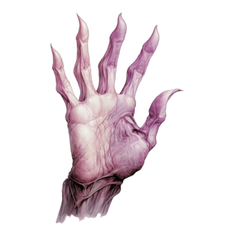 Glitched Surreal Hand with Sharp Claws Reaching Outward png
