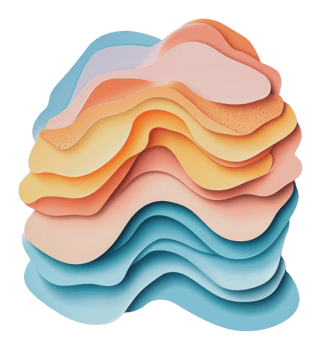 Abstract layered artwork with soft pastel colors png