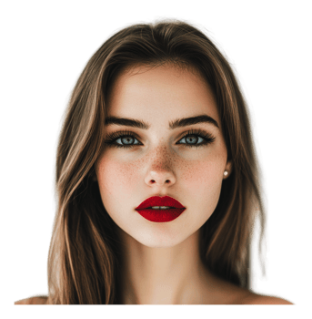 Young woman in bold makeup on white png