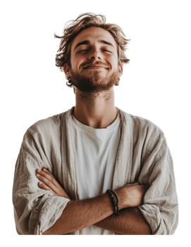 Young man with a relaxed smile and crossed arms png