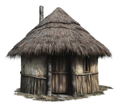 Thatched cottage of natural materials png