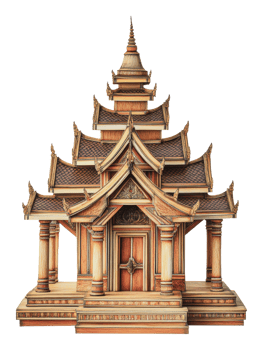 Intricate wooden temple model png