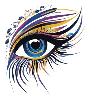 Vibrant eye design with detailed patterns png