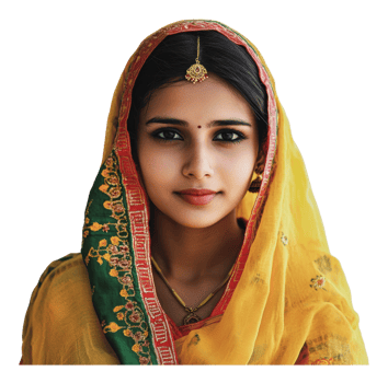Young woman in vibrant traditional dress png
