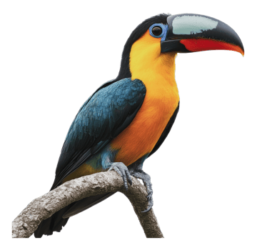 Colorful toucan perched on a branch in the forest png