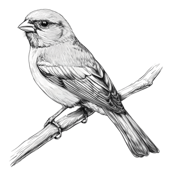 Bird on a branch illustration png