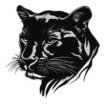 Black panther illustration with detailed features png