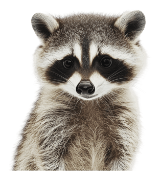 Raccoon gazing at camera indoors png