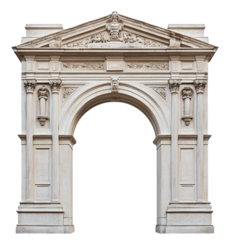Elegant stone archway with detailed carvings png