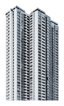 Tall modern apartment buildings in an urban area png