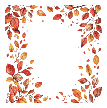 Autumn leaves border design with vibrant colors png