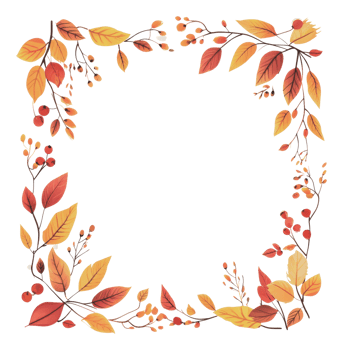 Colorful autumn leaves frame design png