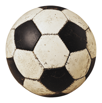 Classic black and white soccer ball on grass field png