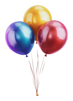 Colorful helium balloons floating in mid-air png