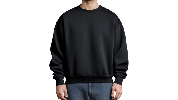 Casual Black Sweatshirt and Jeans Outfit on Transparent Background png