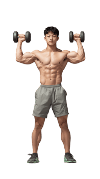 Muscular Man Lifting Dumbbells in Fitness Pose on Transparent Background png