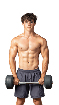 Muscular Man Lifting Dumbbell with Intense Focus png