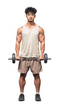 Muscular Man Lifting Dumbbells in Athletic Pose on Transparent Background png