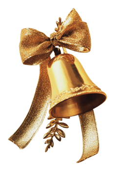 Golden bell with ribbon for celebrations png
