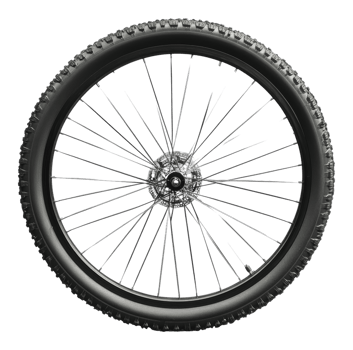 Mountain bike wheel on plain backdrop png
