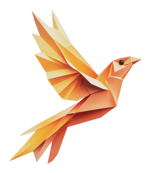 Vibrant origami bird in flight png