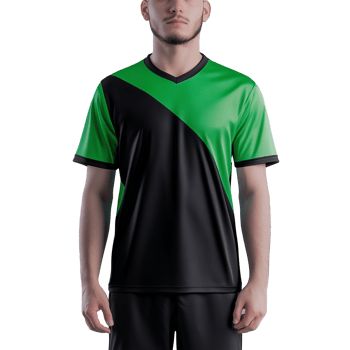 Man Wearing Green and Black Sports Jersey on Transparent Background png