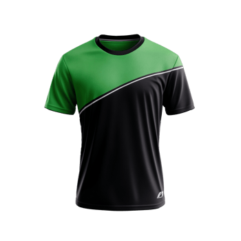 Green and Black Sports Jersey with Diagonal Stripe on Transparent Background png