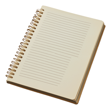 Empty spiral notebook resting on a flat surface png