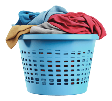 Colorful laundry basket at home png