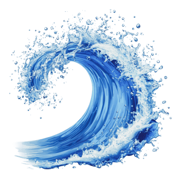 Ocean waves cresting a clear backdrop png