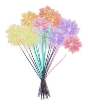 Colorful decorative flowers arranged in a bouquet png