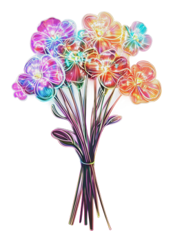 Vibrant, glowing flower bouquet png