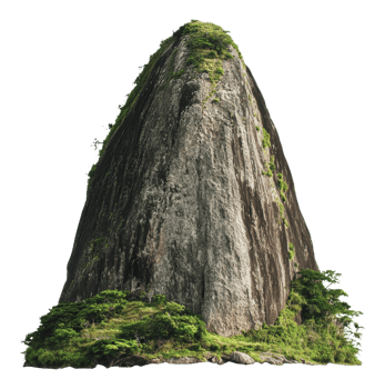 Greenery-covered unique rock formation png