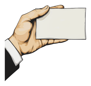 Businessman with a blank networking card png
