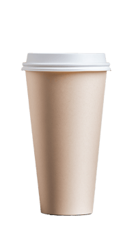 Tall Disposable Coffee Cup with Lid on Transparent Background png