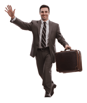Businessman greeting while carrying a briefcase png