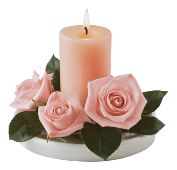 Rose arrangement with candle centerpiece png