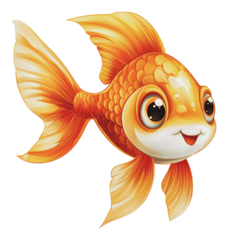Cheerful orange goldfish swimming happily in water png