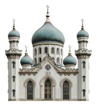 Stunning building with domes and towers png