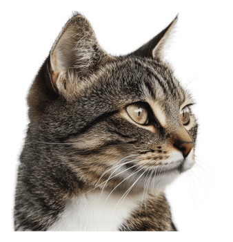 A domestic cat gazing curiously to the side png